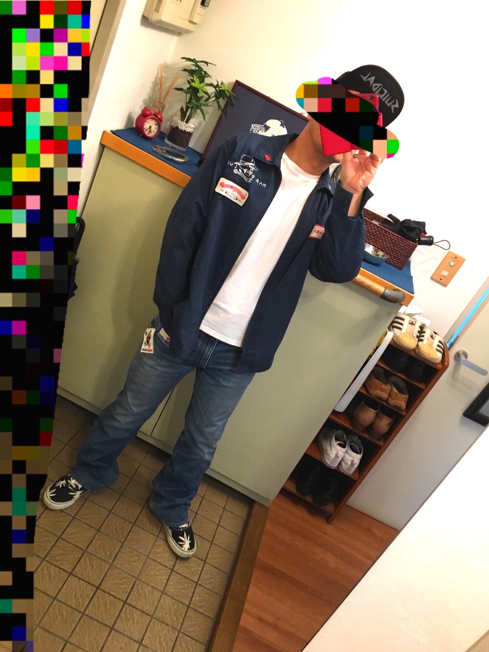 「ドラフトLS、リーバイス、スケータースタイル、オールドスクール、VANS、ブーツカットパンツ、ワークジャケット、古着、ワッペン、相互フォロー」｜「Levi'sのアイテム（デニムパンツ、ブルー系）」を使った、中学６年生さん（メンズ・170cm）の春コーディネートの1枚目の写真