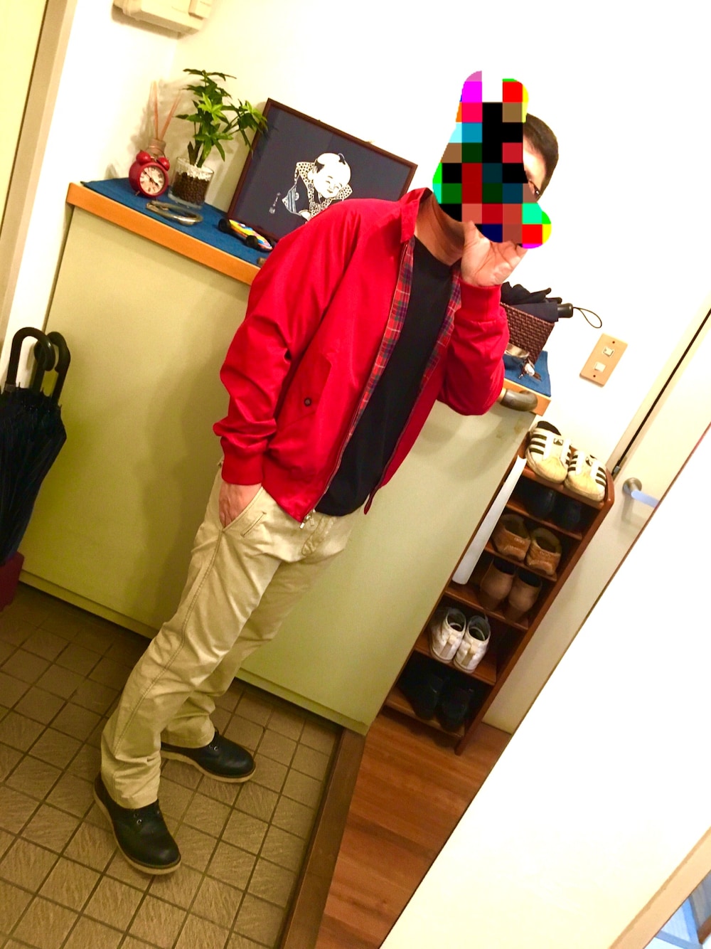 「大人カジュアル、キレイめ、オトナカジュアル、スイングトップ、レッドウィング、春コーデ、シンプル」｜「BARACUTAのBARACUTA／バラクータ  G9 ORIGINAL                     （ブルゾン、レッド系）」を使った、中学６年生さん（メンズ・170cm）の春コーディネートの1枚目の写真