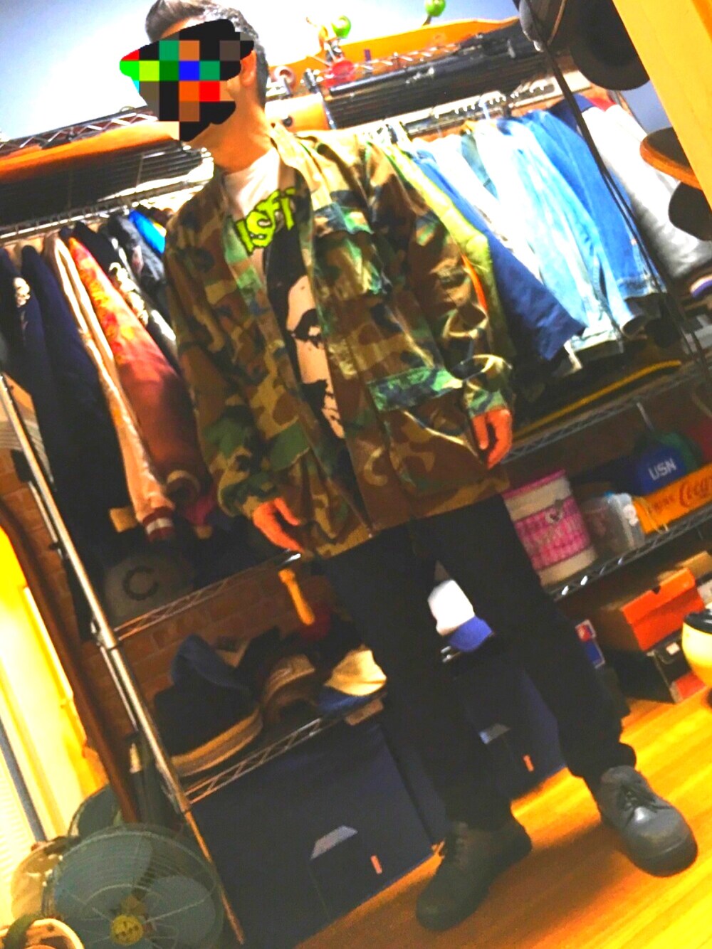 「カジュアルコーデ、大人カジュアル、ミリタリー、army、カモフラ、used、古着、ootd、street、スキニー」｜「US ARMYのアイテム（ミリタリージャケット、グリーン系）」を使った、中学６年生さん（メンズ・170cm）の春コーディネートの1枚目の写真