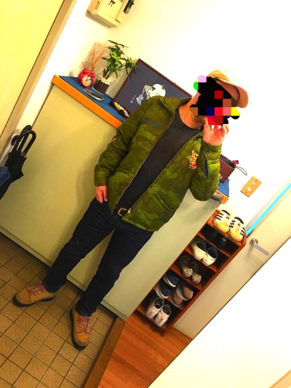 「カジュアルコーデ、大人カジュアル、ootd、スカジャン、ベトジャン、古着、used、NIKE、春、street」｜「TAILOR TOYOのTAILOR TOYO×JS VIETNAM RIP JKTキルト/別注 テーラー東洋 ベトジャン# （ミリタリージャケット、グリーン系）」を使った、中学６年生さん（メンズ・170cm）の春コーディネートの1枚目の写真