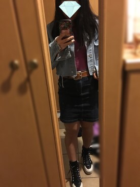 「stradivarius（ストラディバリウス）のアイテム（デニムジャケット）」を使った、Amiさん（レディース・154cm）の春コーディネート