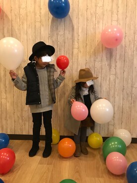 「アイテム（チェスターコート）」を使った、あきさん（キッズ・110cm）の冬コーディネート