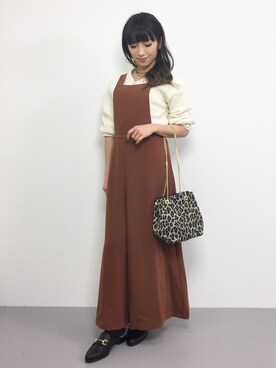 「アイテム（サロペット/オーバーオール、イエロー系）」を使った、ᴵᴷᴱᴺᴼᴿᴵ५✍⋆*さん（レディース・153cm）の冬コーディネート