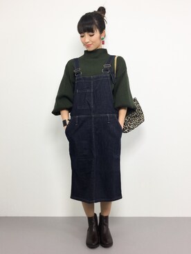 「JEANS MATE（ジーンズメイト）のアイテム（オールインワン・サロペット）」を使った、ᴵᴷᴱᴺᴼᴿᴵ५✍⋆*さん（レディース・153cm）の冬コーディネート