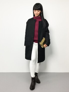 「DETAILS（ディテールズ）のアイテム（ノーカラージャケット）」を使った、ᴵᴷᴱᴺᴼᴿᴵ५✍⋆*さん（レディース・153cm）の冬コーディネート