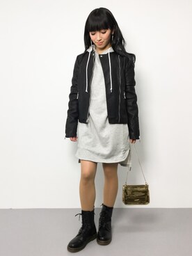 「Guess（ゲス）のアイテム（ライダースジャケット）」を使った、ᴵᴷᴱᴺᴼᴿᴵ५✍⋆*さん（レディース・153cm）の冬コーディネート