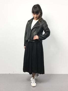 「SLOBE IENA（スローブイエナ）のアイテム（ライダースジャケット）」を使った、ᴵᴷᴱᴺᴼᴿᴵ५✍⋆*さん（レディース・153cm）の春コーディネート