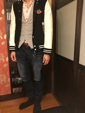 「Buffalo Bobs（バッファローボブズ）のアイテム（ベスト）」を使った、つばささん（メンズ・171cm）の秋コーディネート