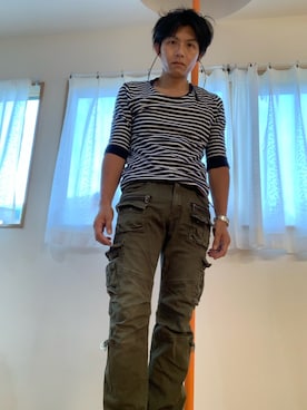 「CAMBIO（カンビオ）のアイテム（Tシャツ/カットソー）」を使った、つばささん（メンズ・171cm）の夏コーディネート