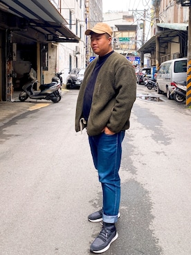 「5（ファイブ）のアイテム（帽子）」を使った、Eric Wangさん（メンズ・173cm）の冬コーディネート