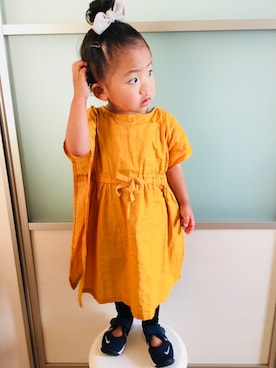 「マスタードイエロー」｜arumさん（キッズ・90cm）の夏コーディネート