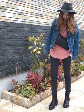 「GLOBAL WORK（グローバルワーク）のフェルトナカオレＨＡＴ/565115（ハット）」を使った、ちぴょんさん（レディース・162cm）の春コーディネート