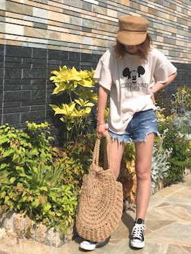 「サークルバッグ」｜「アイテム（キャスケット）」を使った、ちぴょんさん（レディース・162cm）の春コーディネート