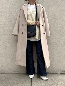 「CELINE」｜「アイテム（チェスターコート）」を使った、ちぴょんさん（レディース・162cm）の冬コーディネート