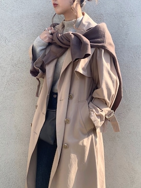 「CELINE」｜「アイテム（トレンチコート）」を使った、ちぴょんさん（レディース・162cm）の冬コーディネート