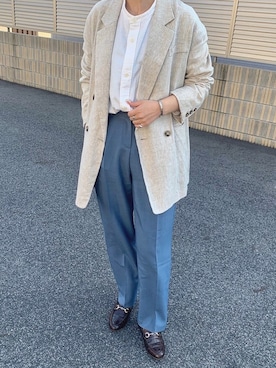 「スタンドカラーシャツ」｜「アイテム（テーラードジャケット）」を使った、ちぴょんさん（レディース・162cm）の春コーディネート
