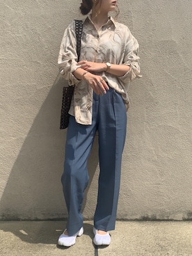 「ビーズバッグ」｜「アイテム（スラックス）」を使った、ちぴょんさん（レディース・162cm）の夏コーディネート