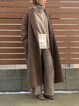 「ジャガード」｜「アイテム（チェスターコート）」を使った、ちぴょんさん（レディース・162cm）の冬コーディネート