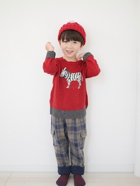 「sense of wonder（センスオブワンダー）のアイテム（ニット/セーター）」を使った、iori 𖥋さん（キッズ・100cm）の秋コーディネート