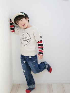 「KP BOY（ケーピーボーイ）のアイテム」を使った、iori 𖥋さん（キッズ・100cm）の秋コーディネート