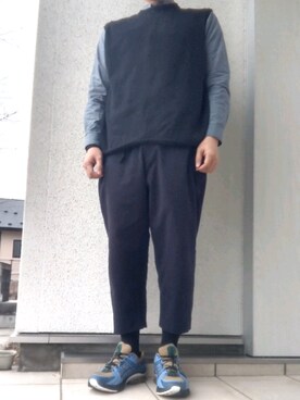 「Graphpaper（グラフペーパー）のアイテム（ベスト）」を使った、rawuさん（メンズ・167cm）の冬コーディネート