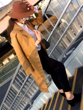 「袖フリル」｜「アイテム（トレンチコート）」を使った、🌴Mさん（レディース・170cm）の春コーディネート