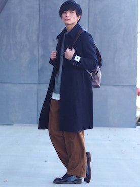 「Dr. Martens（ドクターマーチン）のDr.Martens (ドクターマーチン)/1461 3EYE GIBSON SHOES（その他シューズ）」を使った、ユウトさん（メンズ・177cm）の冬コーディネート