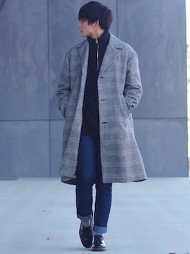 「大晦日」｜「アイテム（チェスターコート）」を使った、ユウトさん（メンズ・177cm）の冬コーディネート