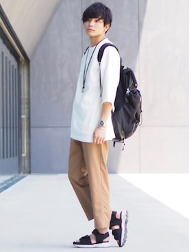 「アイテム（バングル/リストバンド）」を使った、ユウトさん（メンズ・177cm・20代）の夏コーディネート