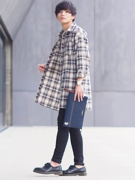 「Dr. Martens（ドクターマーチン）のDr.Martens (ドクターマーチン)/1461 3EYE GIBSON SHOES（その他シューズ）」を使った、ユウトさん（メンズ・177cm）の夏コーディネート