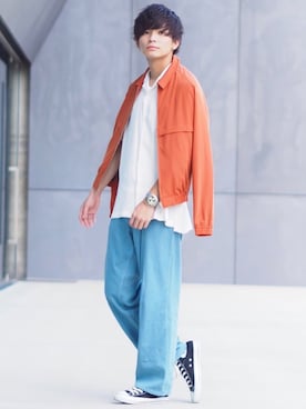 「カルバンクライン」｜「アイテム（ブルゾン）」を使った、ユウトさん（メンズ・177cm）の秋コーディネート