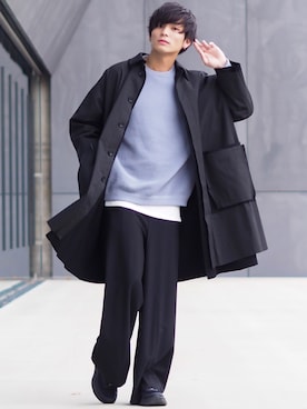 「my beautiful landlet（マイビューティフルランドレット）のアイテム（ステンカラーコート）」を使った、ユウトさん（メンズ・177cm）の秋コーディネート