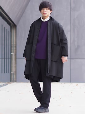 「my beautiful landlet（マイビューティフルランドレット）のアイテム（ステンカラーコート）」を使った、ユウトさん（メンズ・177cm）の冬コーディネート