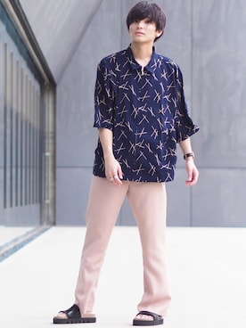 「TIMELY WARNING（タイムリーワーニング）のアイテム（ブルゾン）」を使った、ユウトさん（メンズ・178cm）の夏コーディネート