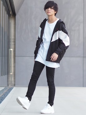 「KANGOL（カンゴール）のアイテム（ナイロンジャケット）」を使った、ユウトさん（メンズ・177cm）の秋コーディネート