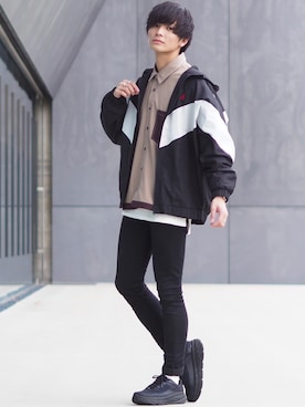 「KANGOL（カンゴール）のアイテム（ナイロンジャケット）」を使った、ユウトさん（メンズ・177cm）の秋コーディネート