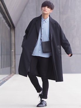 「ロールアップ」｜「アイテム（チェスターコート）」を使った、ユウトさん（メンズ・177cm）の冬コーディネート