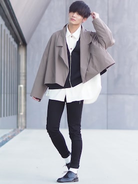 「トレンチ」｜「アイテム（ブルゾン）」を使った、ユウトさん（メンズ・177cm）の春コーディネート