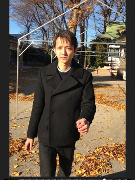 「H&M DIVIDED（エイチアンドエム　ディヴァイデッド）のアイテム（ピーコート）」を使った、ネッカレルヤさん（メンズ・178cm）の冬コーディネート