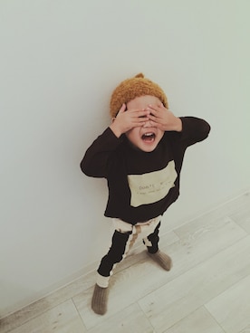 「もけもけ」｜「アイテム（帽子）」を使った、oskさん（キッズ・90cm）の冬コーディネート