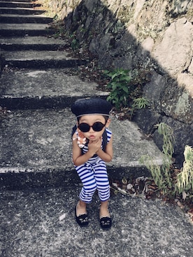 「marimekko（マリメッコ）のアイテム（サロペット/オーバーオール）」を使った、oskさん（キッズ・90cm）の夏コーディネート