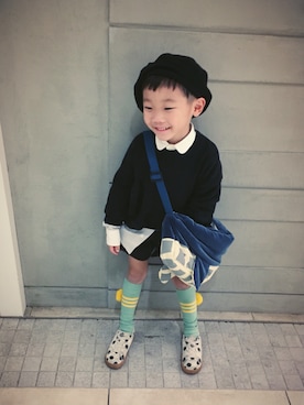 「スウェット×シャツ」｜oskさん（キッズ・100cm）の冬コーディネート