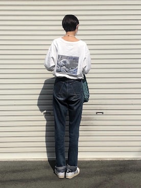 「KENZO（ケンゾー）のアイテム（デニムパンツ）」を使った、kopepiさん（レディース・174cm）の秋コーディネート