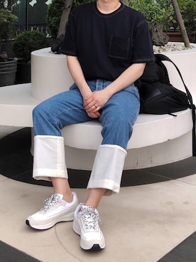 「JW Anderson（ジェイダブリューアンダーソン）のアイテム（バックパック/リュック）」を使った、hwannawhさん（メンズ・181cm）の夏コーディネート