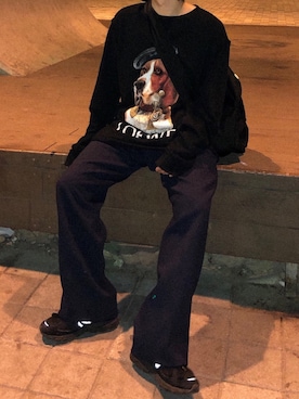 「ami（アミ）のアイテム（パンツ）」を使った、hwannawhさん（メンズ・181cm）の秋コーディネート