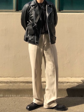 「DRIES VAN NOTEN（ドリスヴァンノッテン）のアイテム（ブーツ）」を使った、hwannawhさん（メンズ・181cm）の春コーディネート