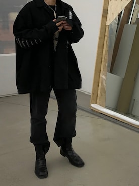 「Yohji Yamamoto（ヨウジヤマモト）のアイテム（ニット/セーター）」を使った、hwannawhさん（メンズ・181cm）の秋コーディネート