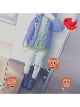 「Candy Stripper（キャンディストリッパー）のアイテム（ダウンジャケット/コート）」を使った、はるさん（レディース・156cm）の冬コーディネート