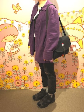 「ZUCCa（ズッカ）のアイテム（カバーオール、パープル系）」を使った、はるさん（レディース・156cm）の秋コーディネート