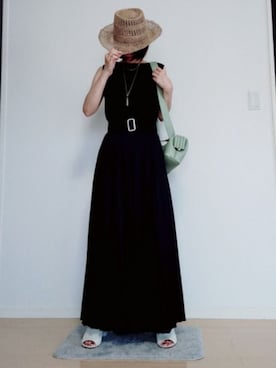 「ストローハット」｜「アイテム（キャップ）」を使った、ritzさん（レディース・162cm）の夏コーディネート